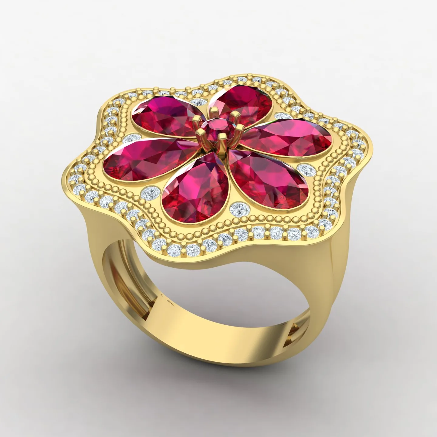 Flower Women's Ring Code 07 3D Model — image 3