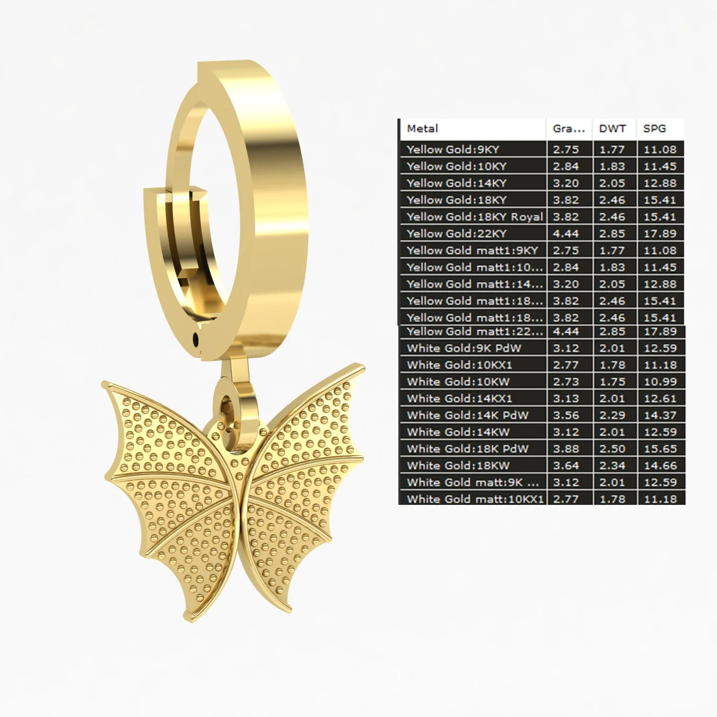 Butterfly Kalipsi Earrings Code 03 3D Model — image 10