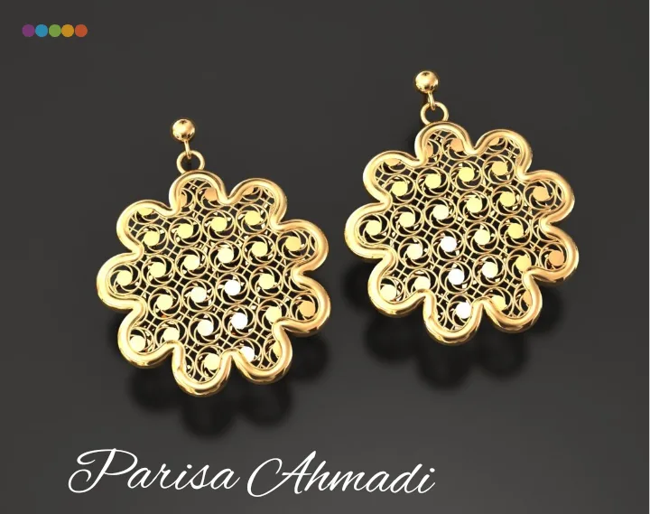 Cut Khor Bazrg Earrings 3D Model