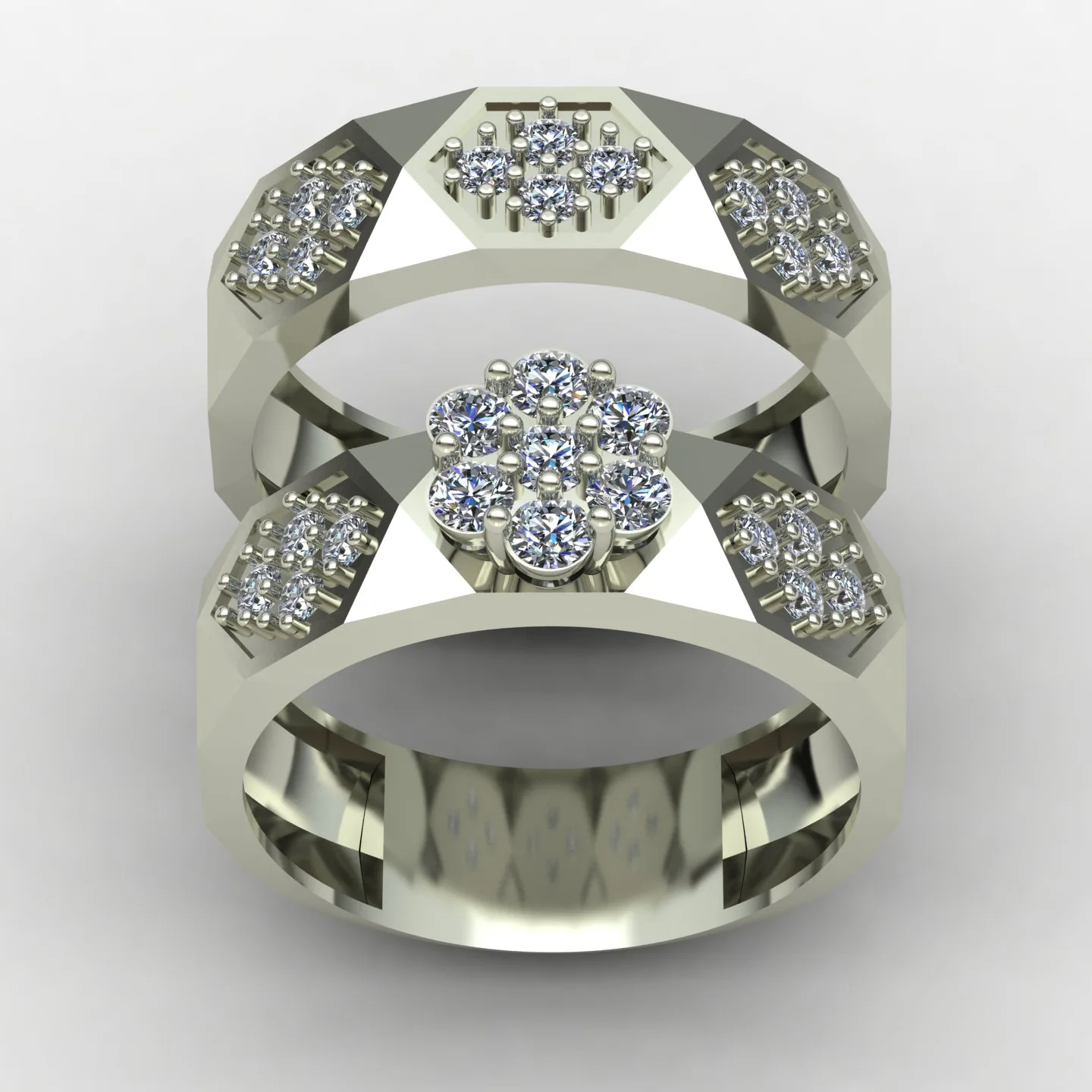 Women's Men's Set Wedding Band Code 02 3D Model — image 7