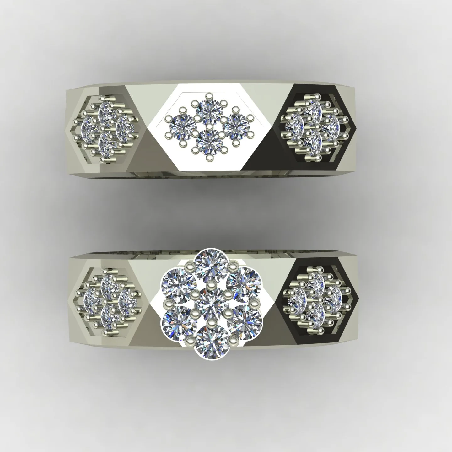 Women's Men's Set Wedding Band Code 02 3D Model — image 6
