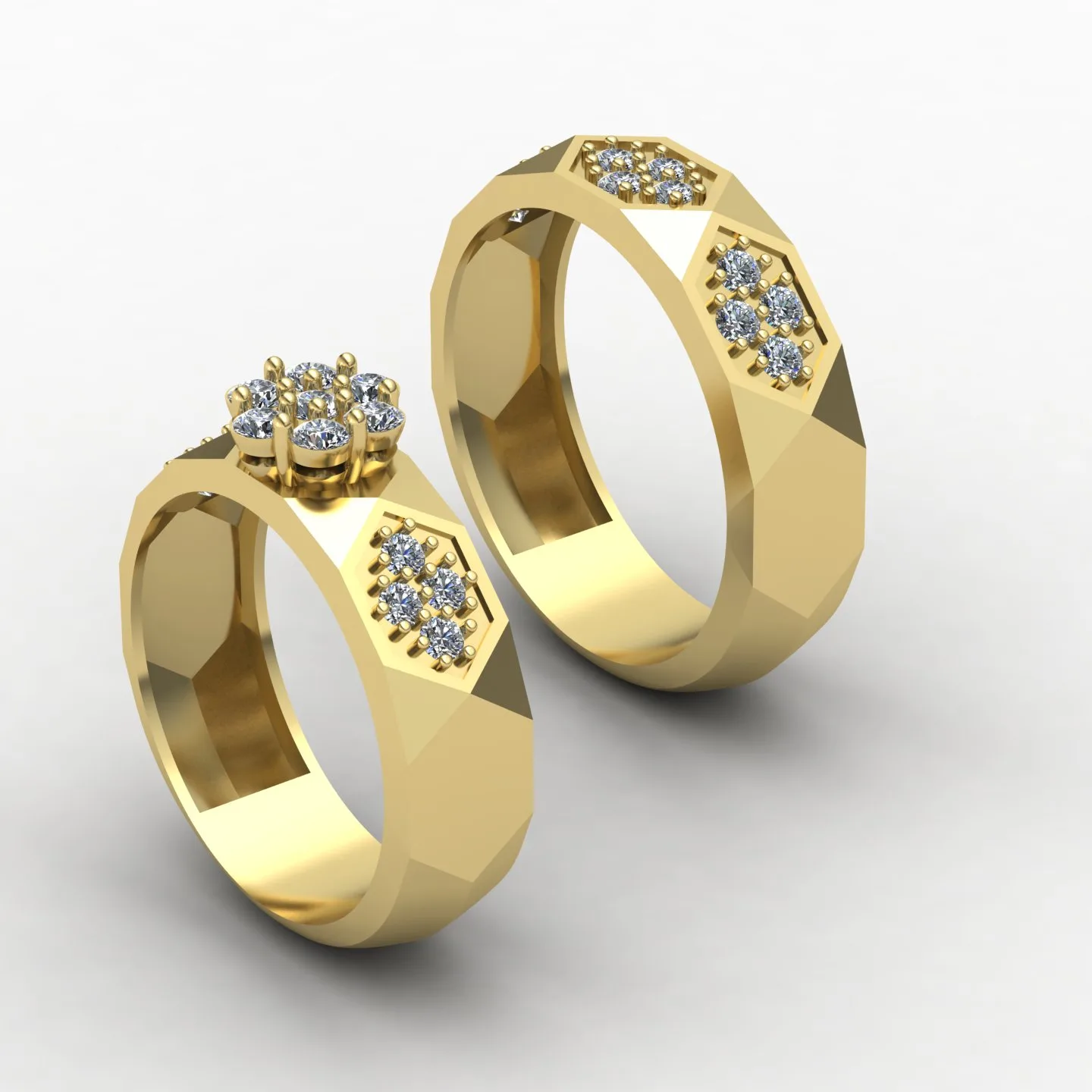Women's Men's Set Wedding Band Code 02 3D Model — image 17