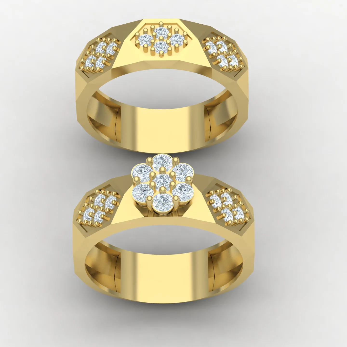 Women's Men's Set Wedding Band Code 02 3D Model — image 3