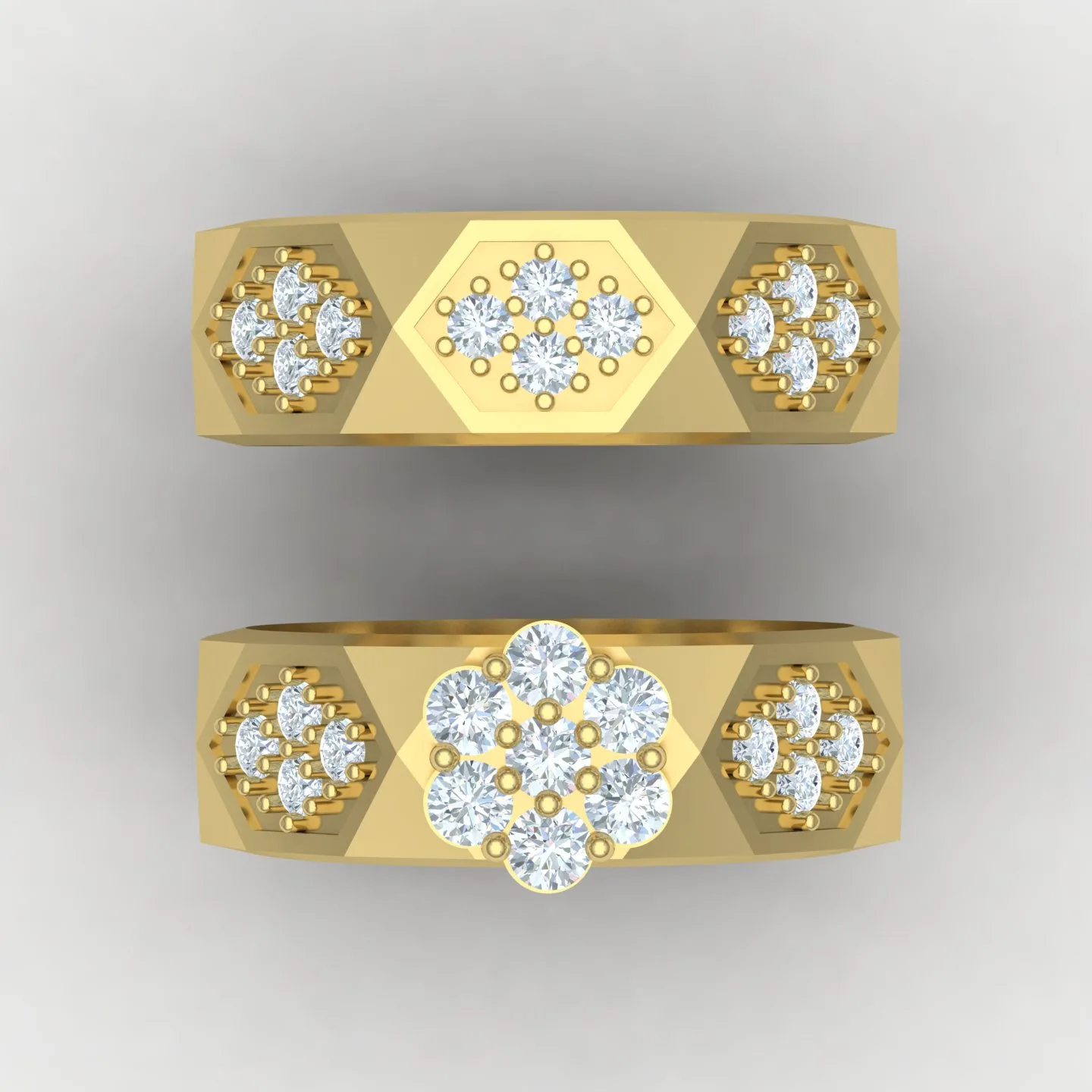 Women's Men's Set Wedding Band Code 02 3D Model — image 5