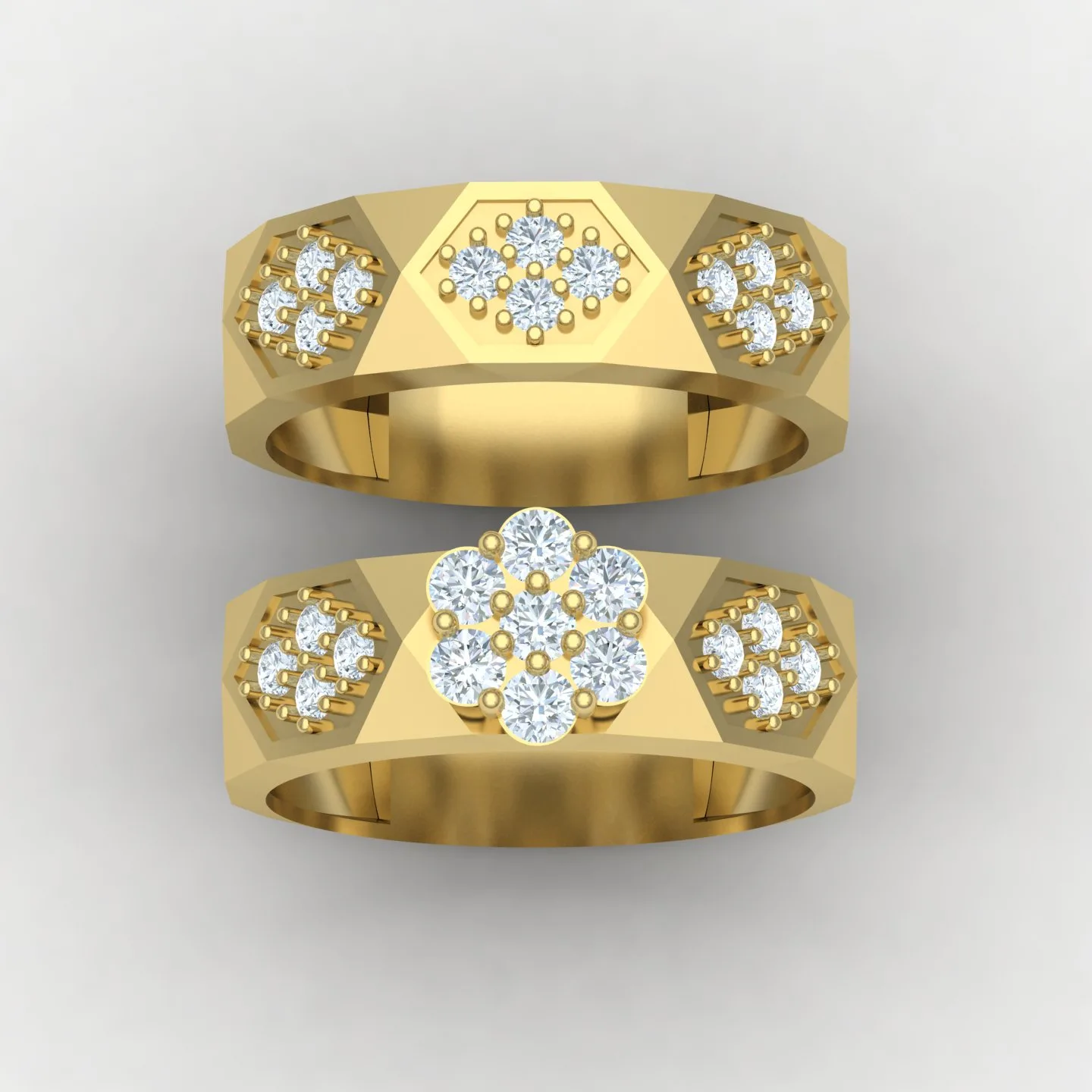 Women's Men's Set Wedding Band Code 02 3D Model — image 4