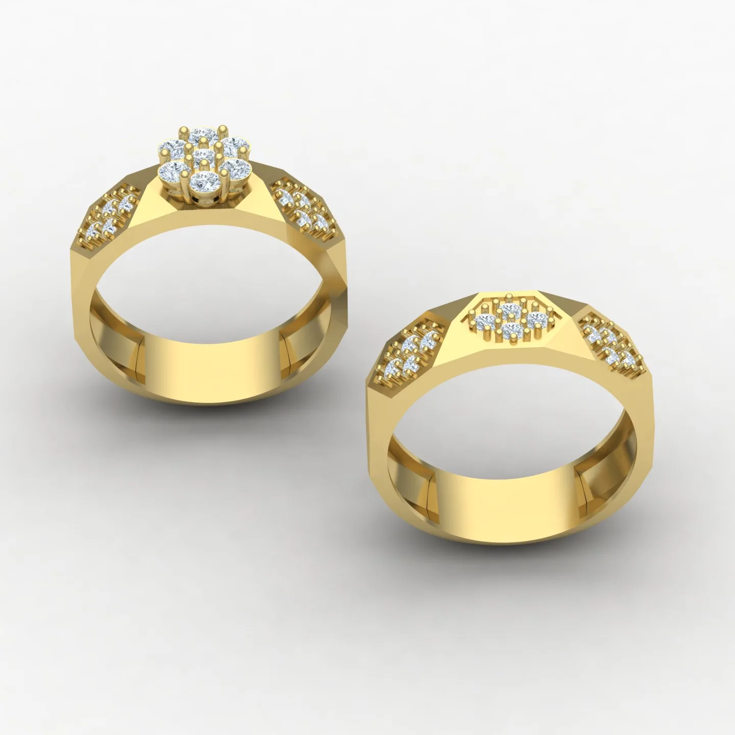 Women's Men's Set Wedding Band Code 02 3D Model — image 2