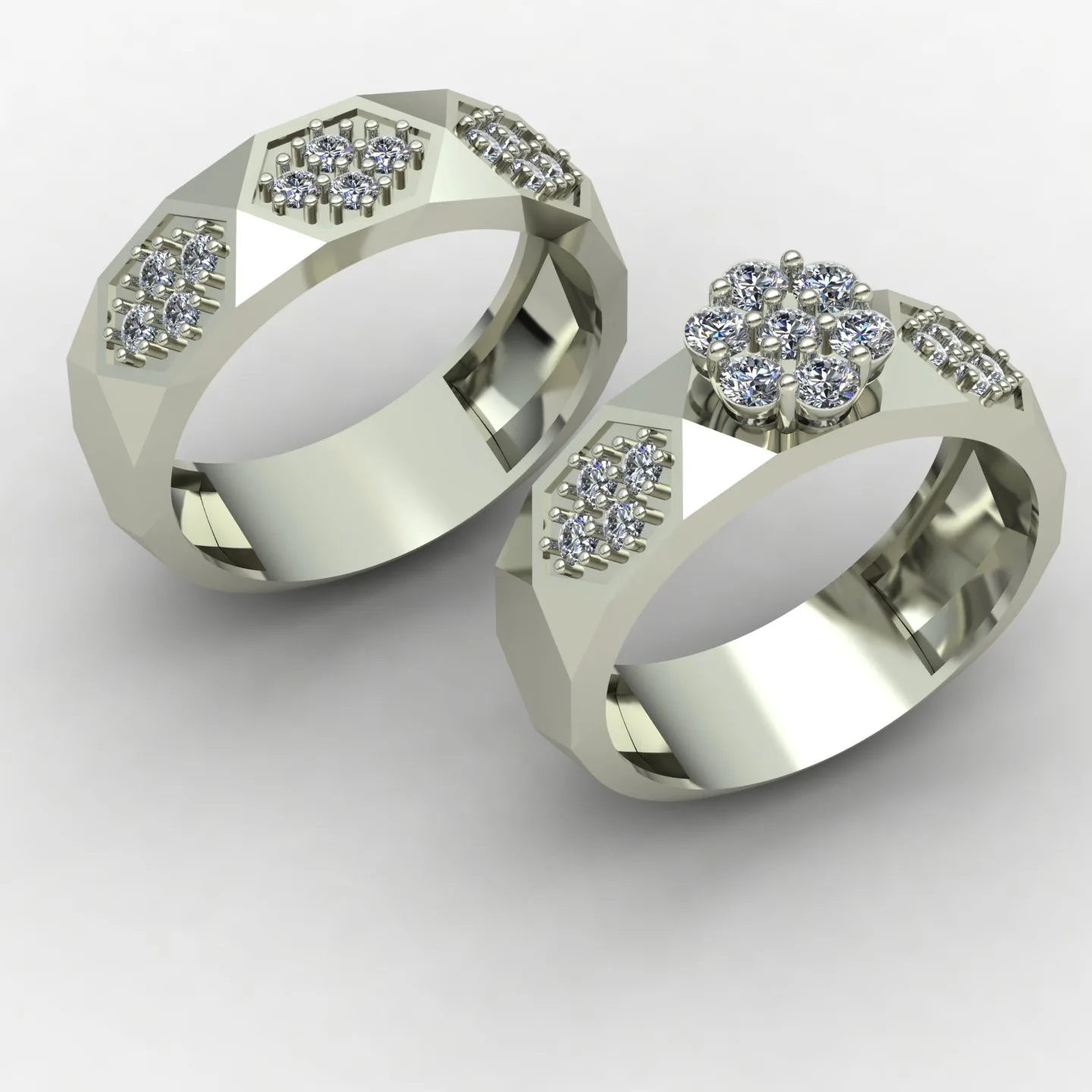 Women's Men's Set Wedding Band Code 02 3D Model — image 8