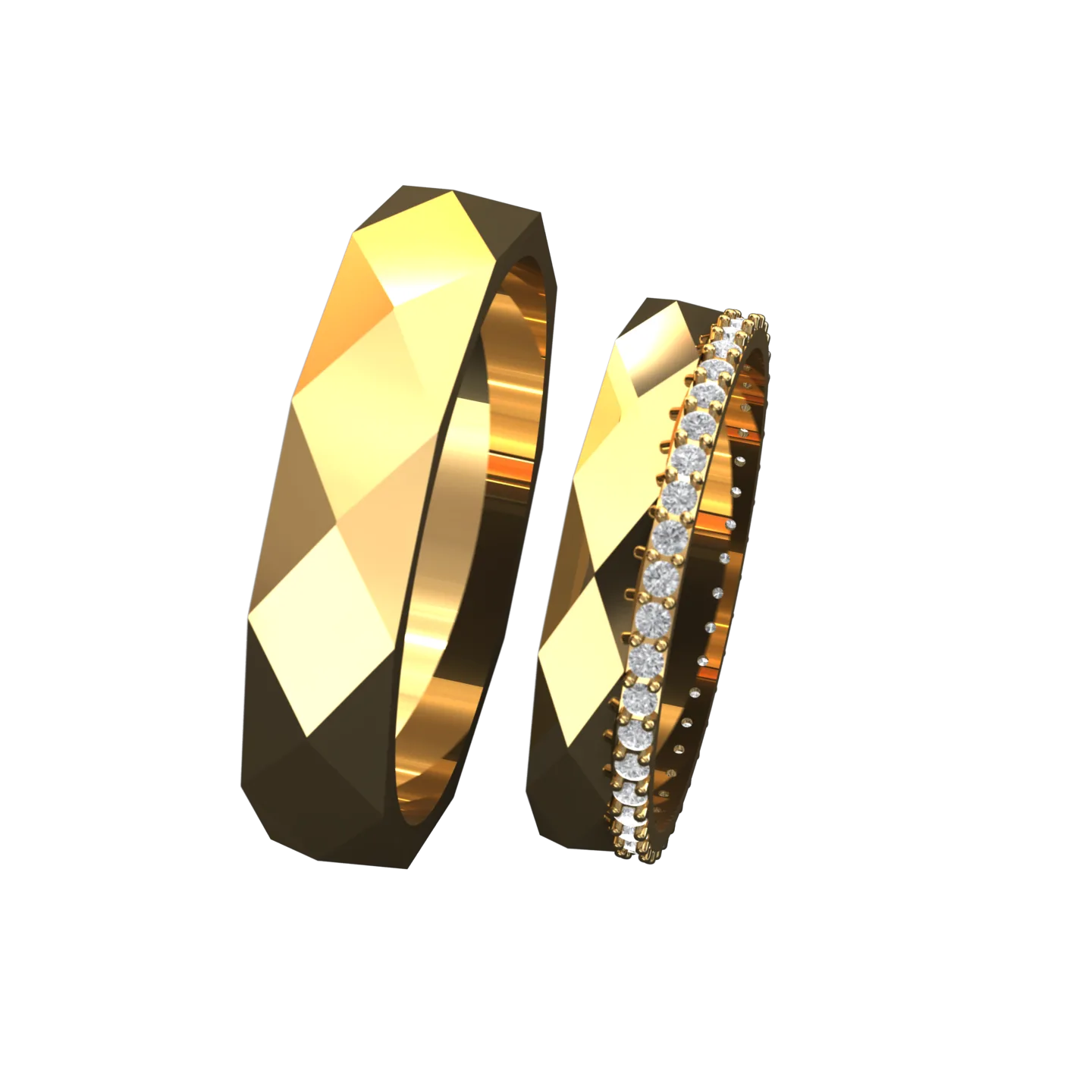 Fast Wedding Band Set 3D Model