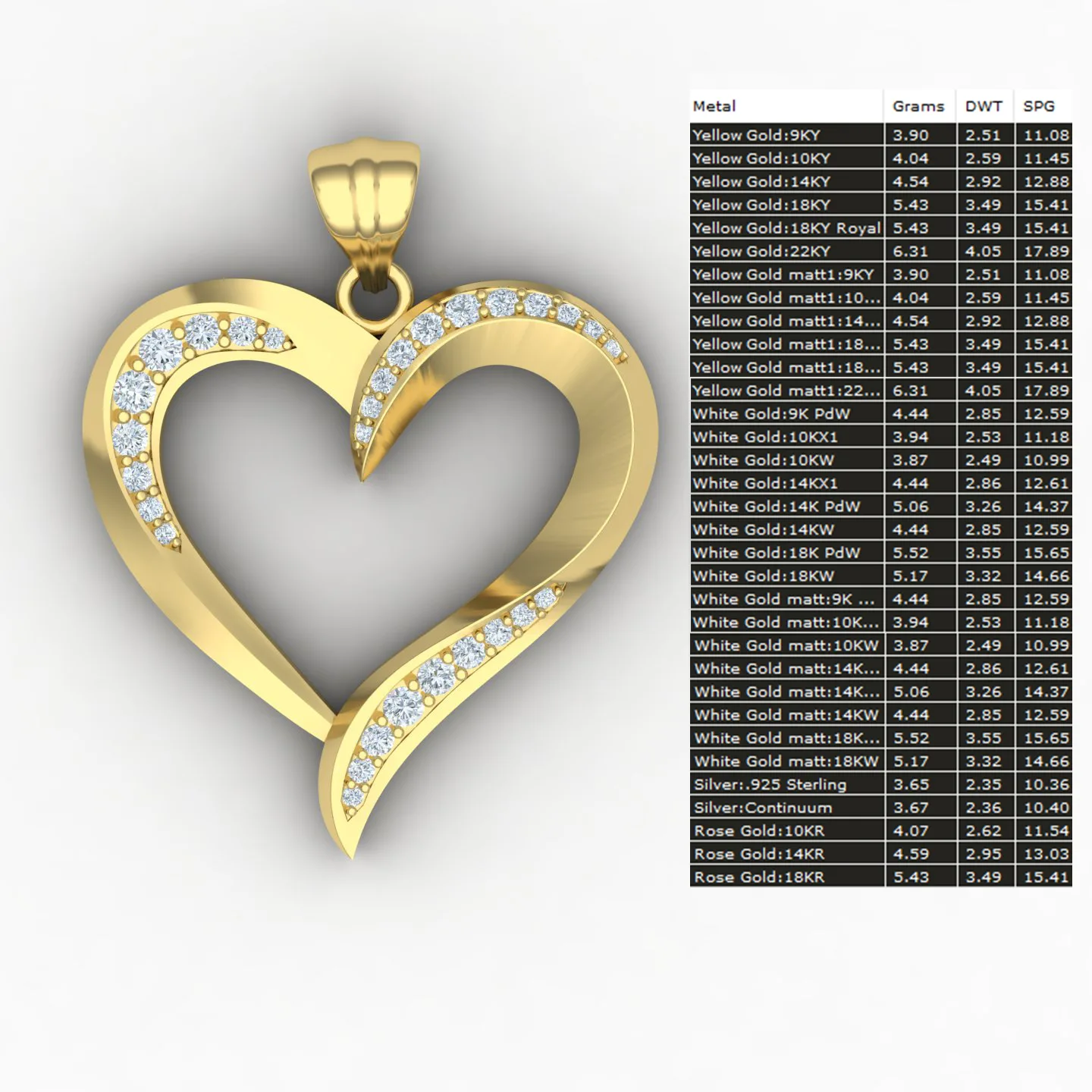 Heart Pendant 02 3D Model — image 2