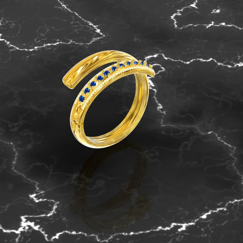 Stone Akvamarin Tireh Ring Jewelry gold design saideh Code 1
