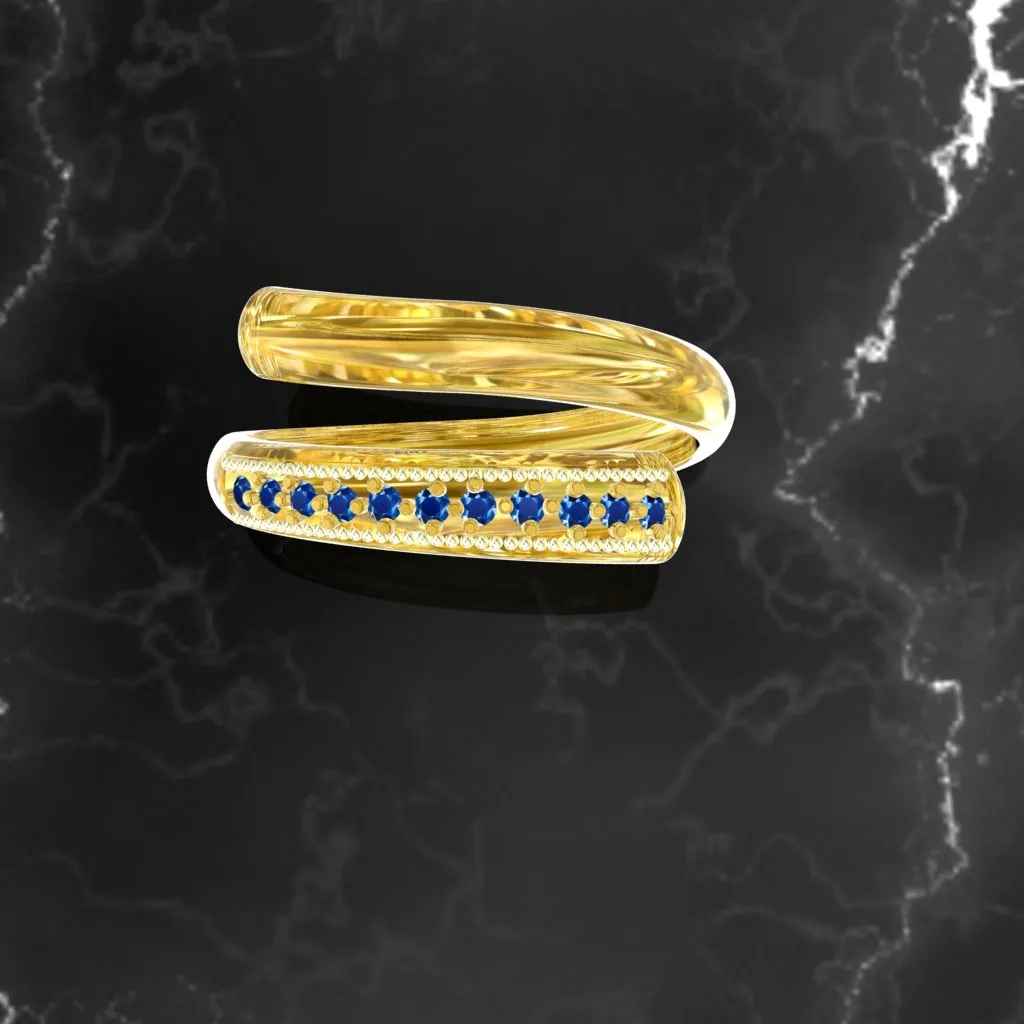 انگشتر جواهر سنگ آکوامارین تیره gold design saideh کد 1 — تصویر ۲