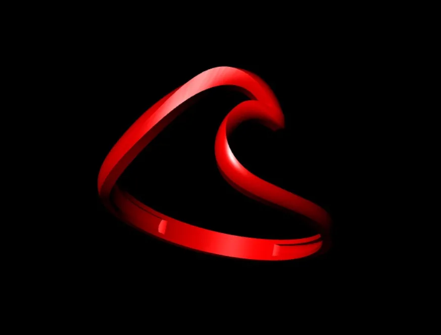 Minimal Wave Ab Ring Code 08 3D Model — image 3