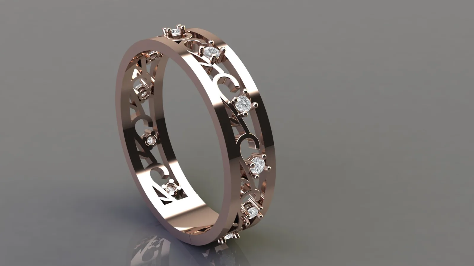 Wedding Band Set Code 2 3D Model — image 6