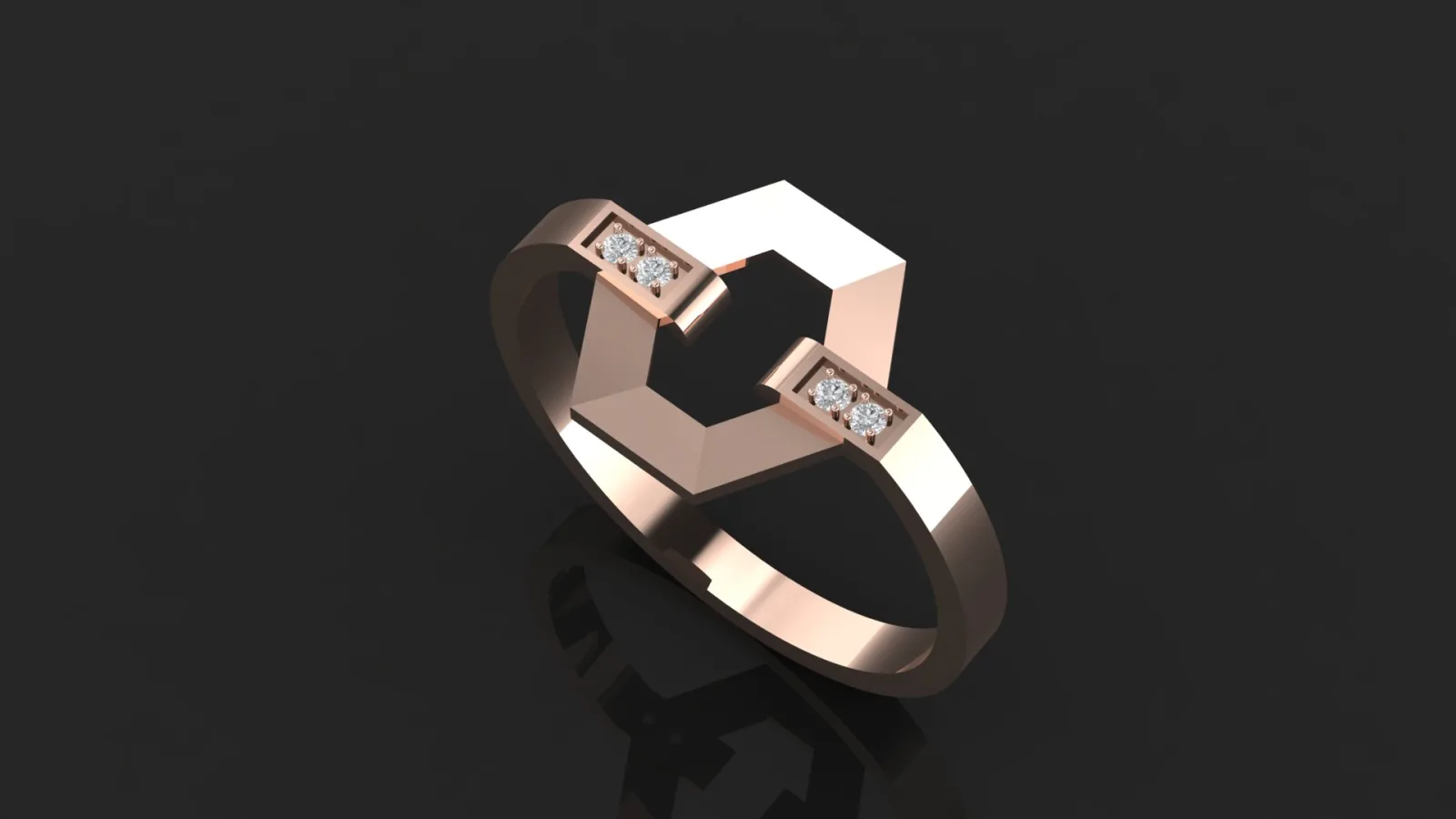 Hexagon Khor Ring Gemstone 3D Model — image 3