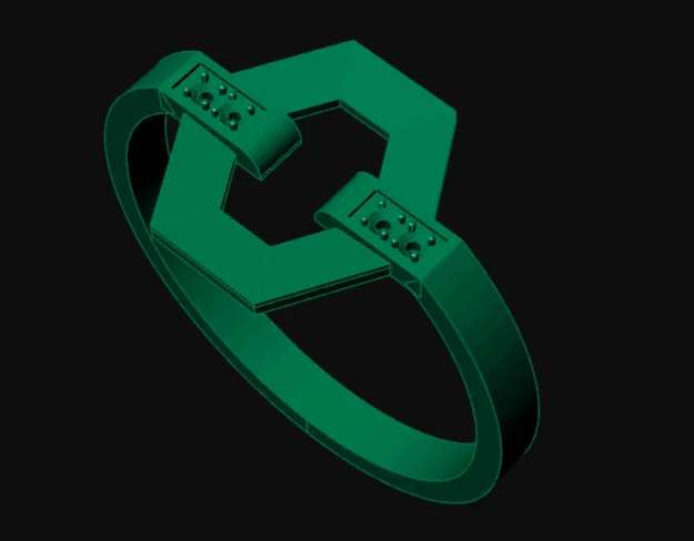 Hexagon Khor Ring Gemstone 3D Model