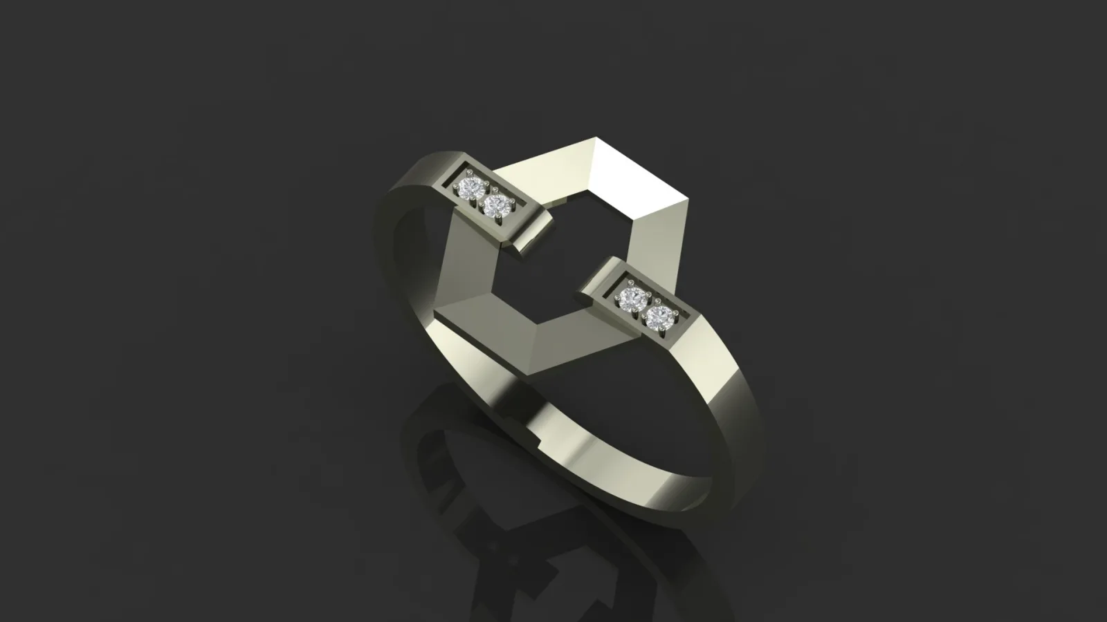Hexagon Khor Ring Gemstone 3D Model — image 4