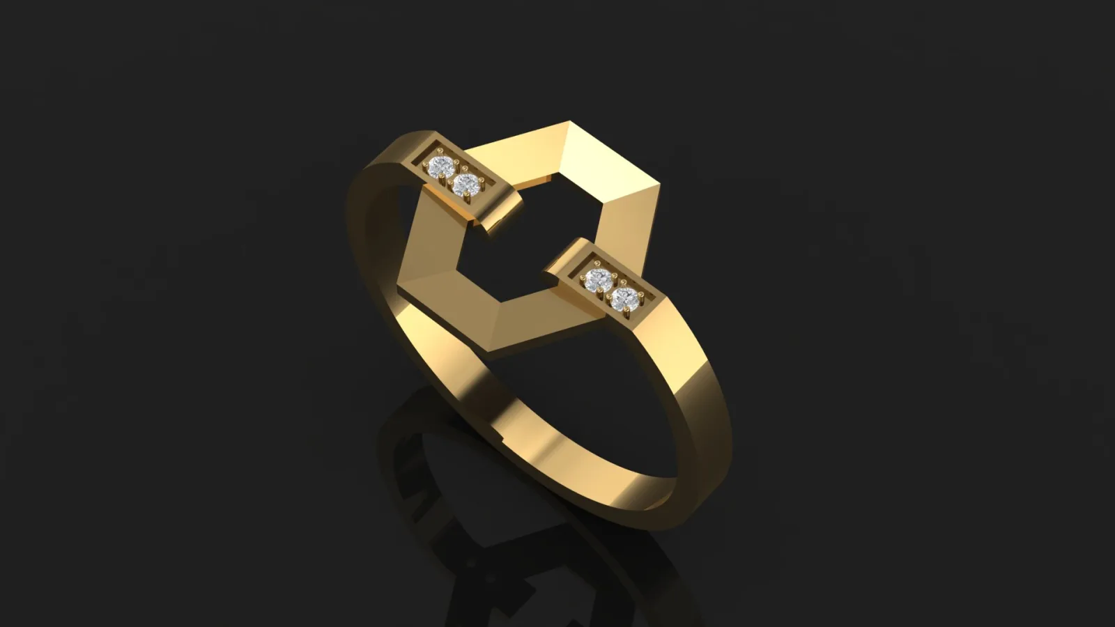 Hexagon Khor Ring Gemstone 3D Model — image 2