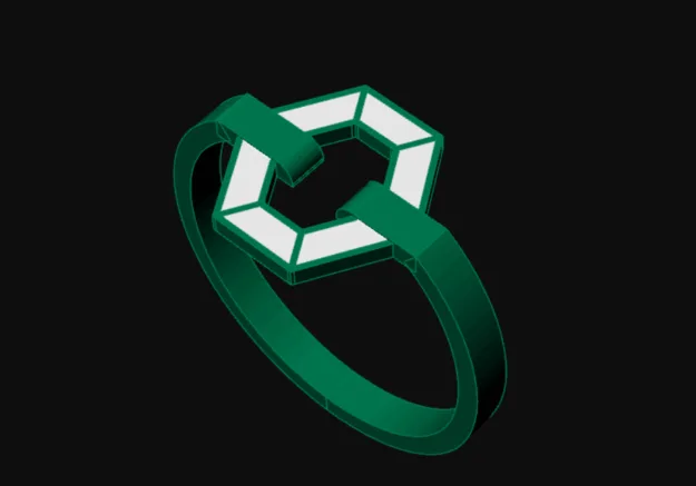Enamel Hexagon Kari Ring 3D Model