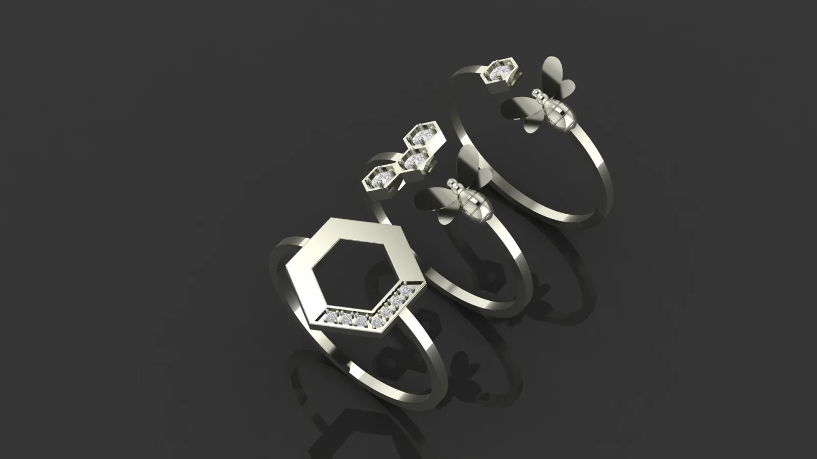 Hexagon Ring Collection 3D Model — image 5