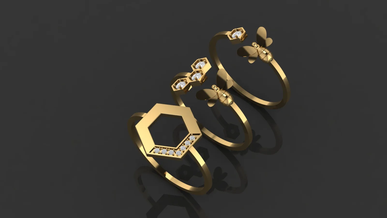 Hexagon Ring Collection 3D Model — image 4