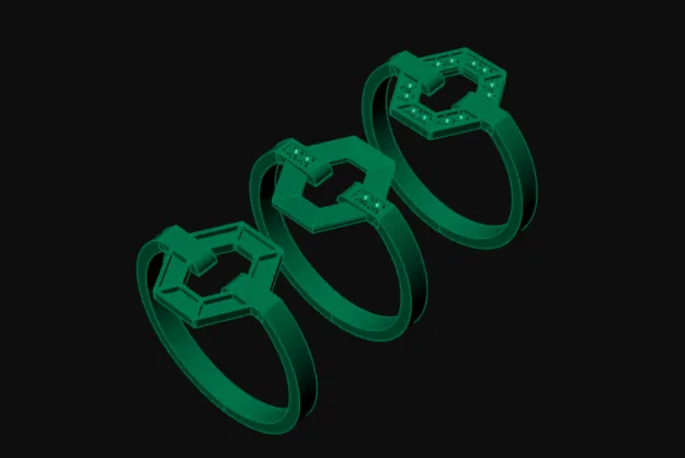Hexagon Ring Collection 3D Model