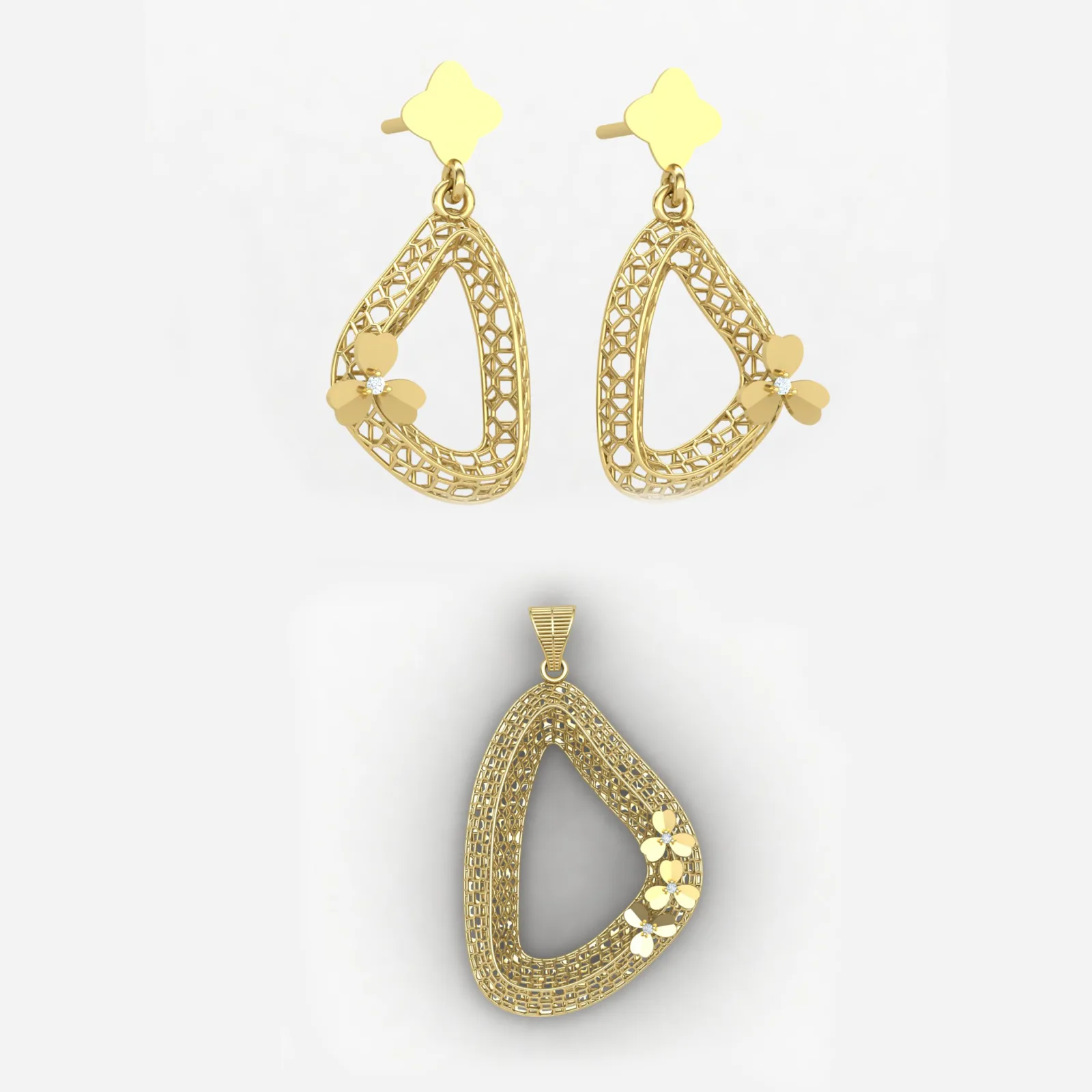Gardn Fyvzhn Set Earrings Pendant 3D Model — image 3