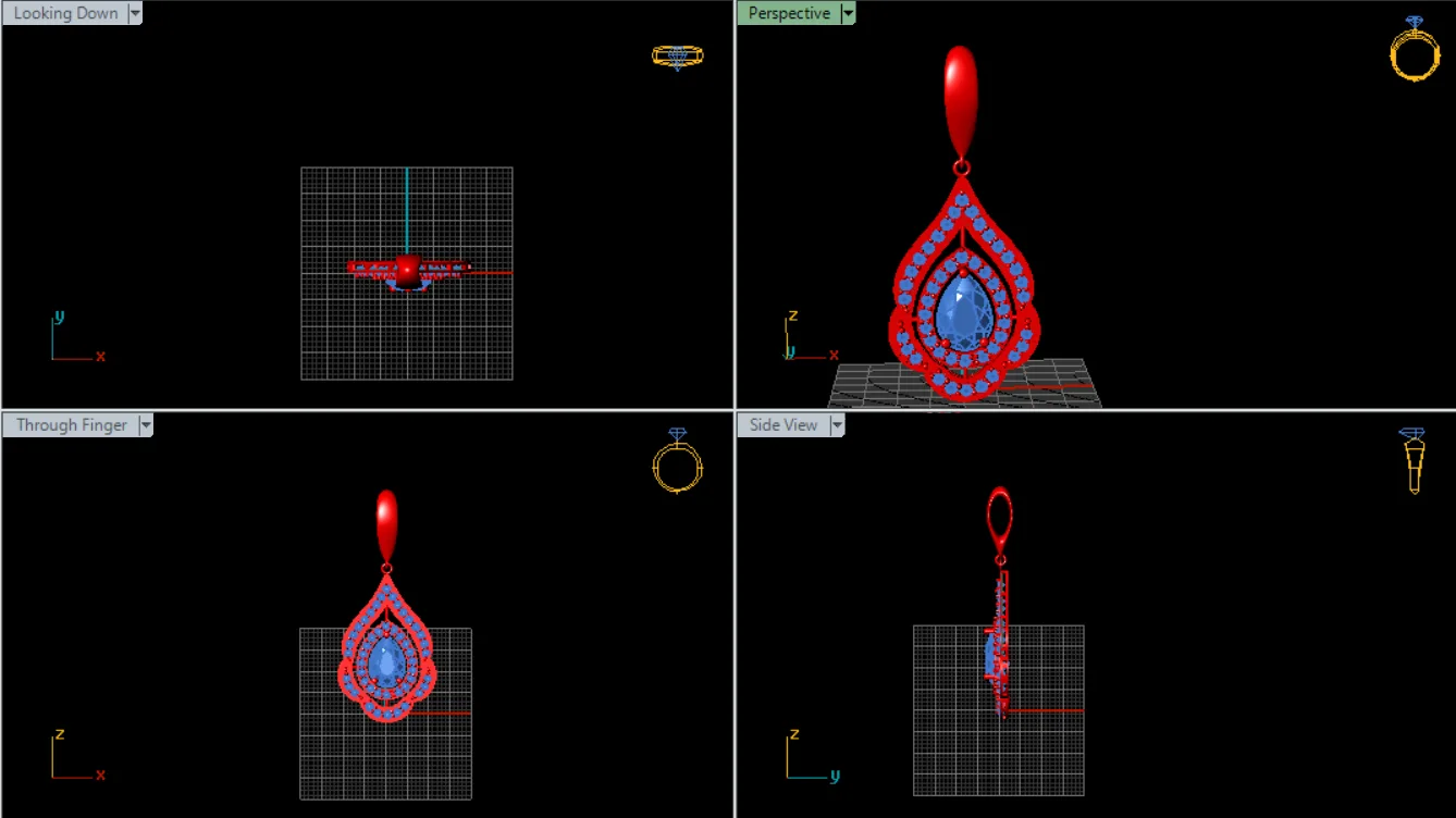 Teardrop Medallion Jewelry Gemstone 3D Model — image 2