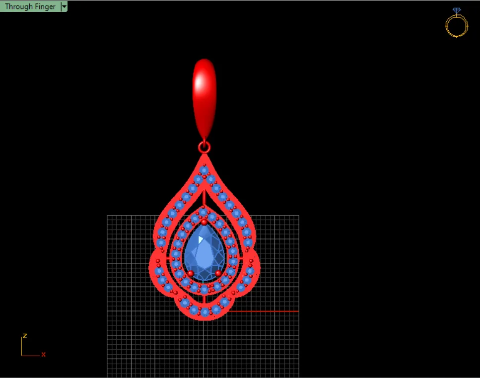 Teardrop Medallion Jewelry Gemstone 3D Model — image 3