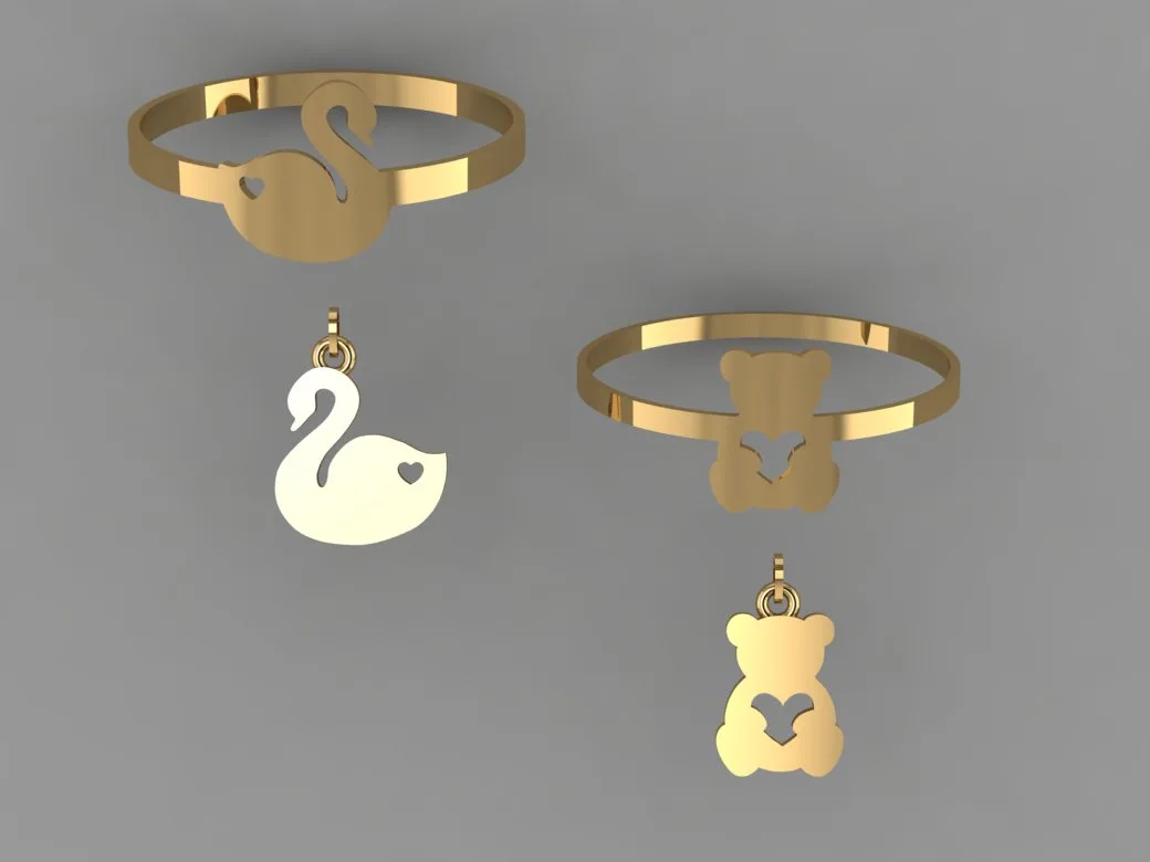 Half Set Ring Pendant 3D Model — image 2