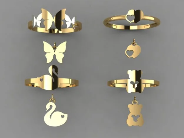 Half Set Ring Pendant 3D Model