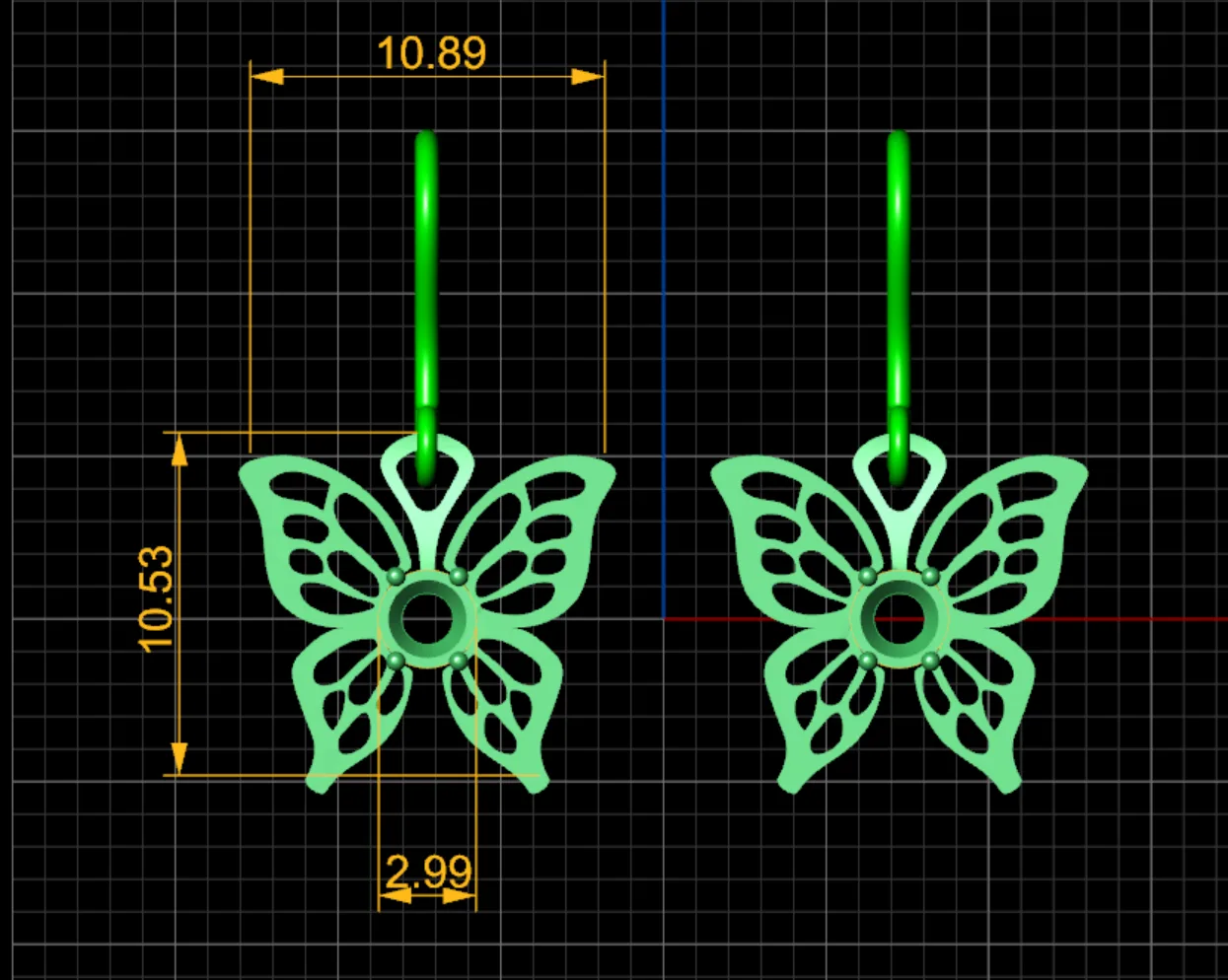 Butterfly Earrings Code 2 3D Model — image 2