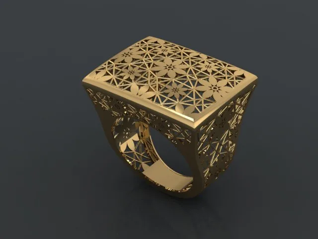 Square Flower Fyvzhn Ring 3D Model — image 3