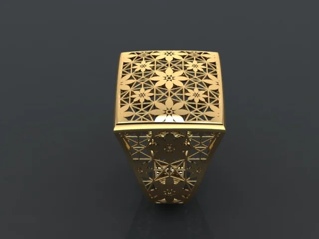 Square Flower Fyvzhn Ring 3D Model — image 6