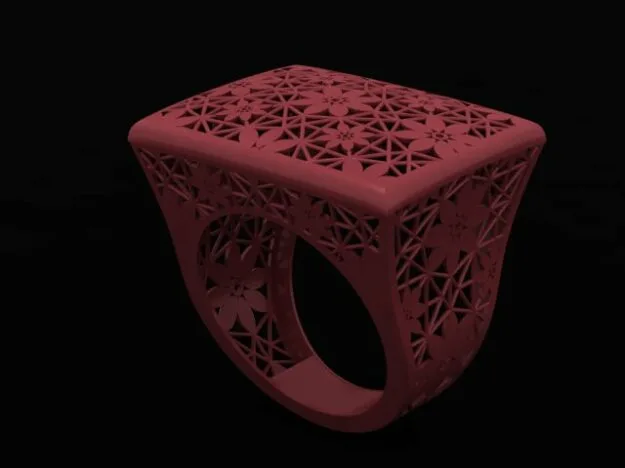 Square Flower Fyvzhn Ring 3D Model