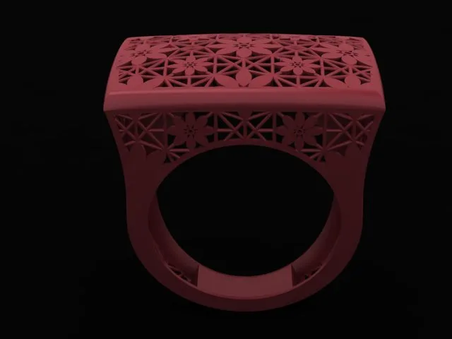 Square Flower Fyvzhn Ring 3D Model — image 2