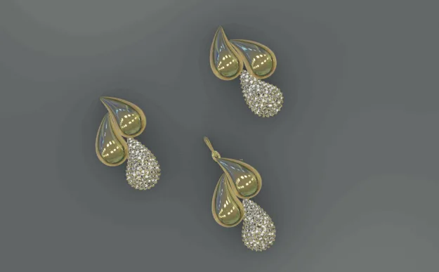 Ashk Dar Half Set Gemstone 3D Model
