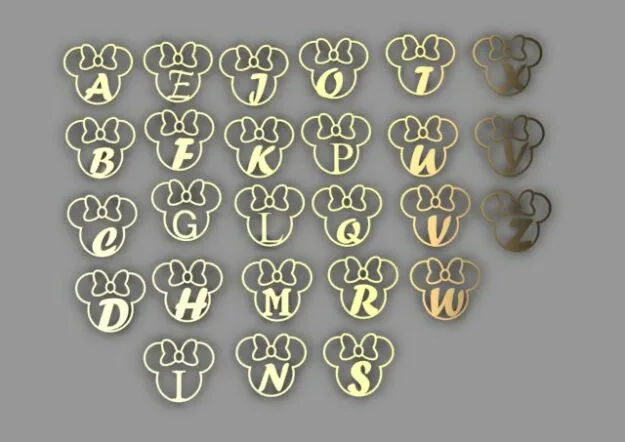 Letters English Mini Mos Pendant 3D Model