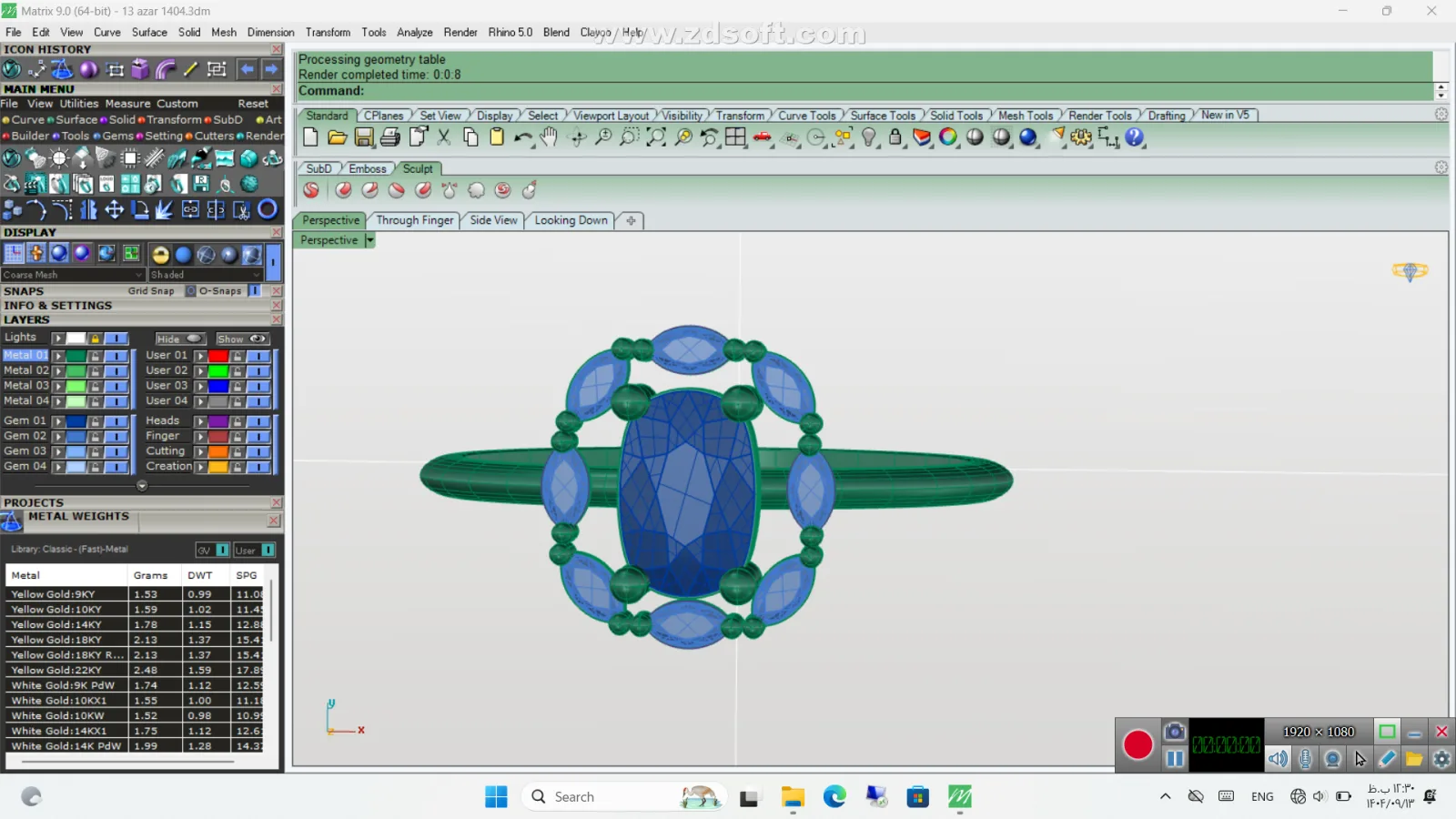 Stone Diamond Khor Raz Ring 3D Model — image 3