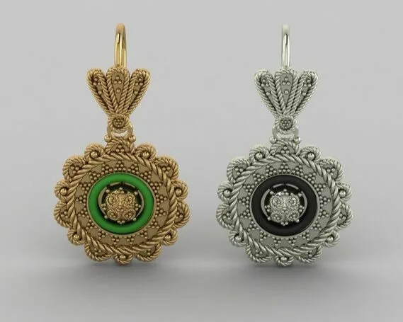 Emerald Zar Earrings 3D Model