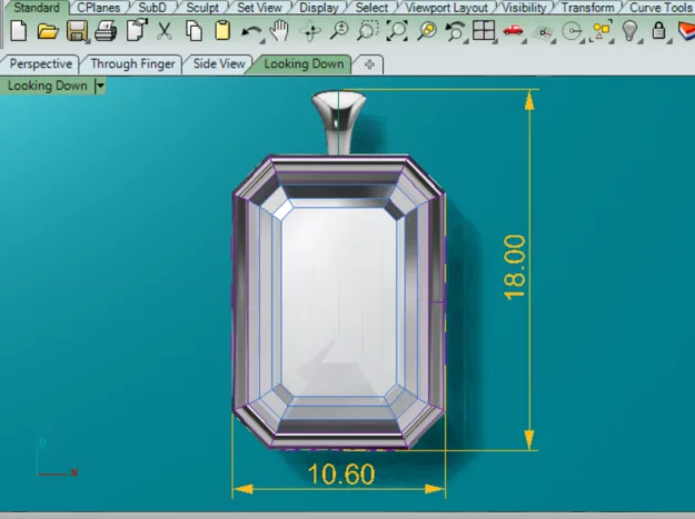 Stone Wave Frame Pendant 3D Model