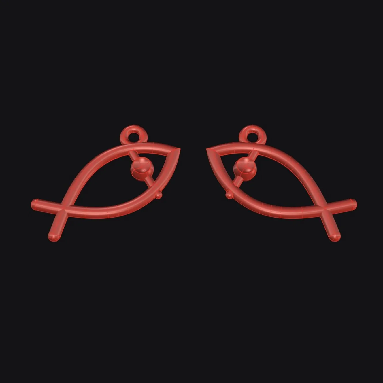 Minimal Fish Earrings Code 1 3D Model
